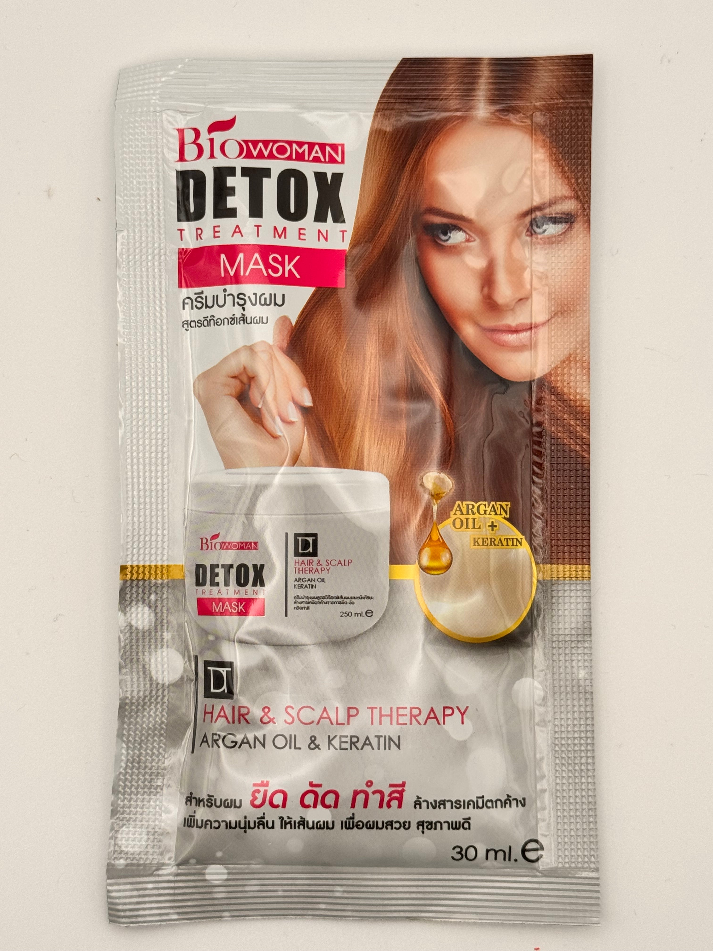 "Bio Woman Detox Treatment Hair Mask - Thai detox hair treatment with keratin and argan oil for repair, strength, and shine