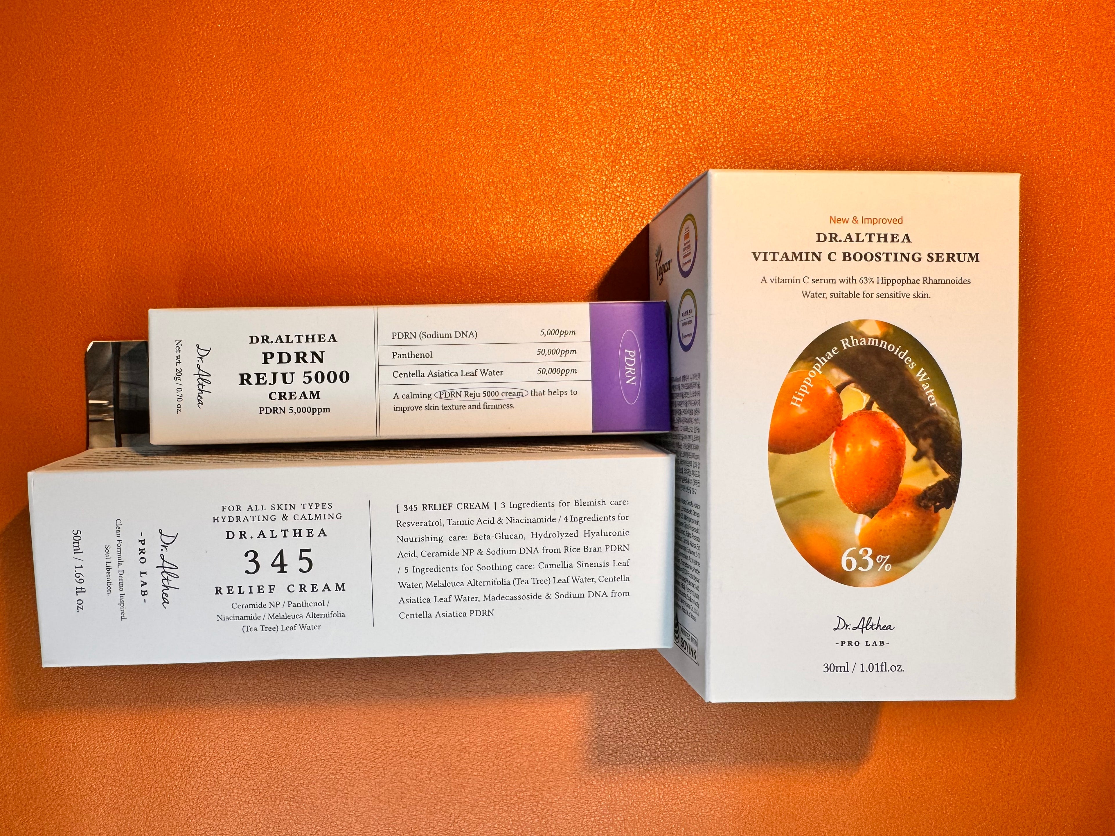 Dr. Althea Essential Skincare Bundle featuring premium Korean serum and cream set on clean white background