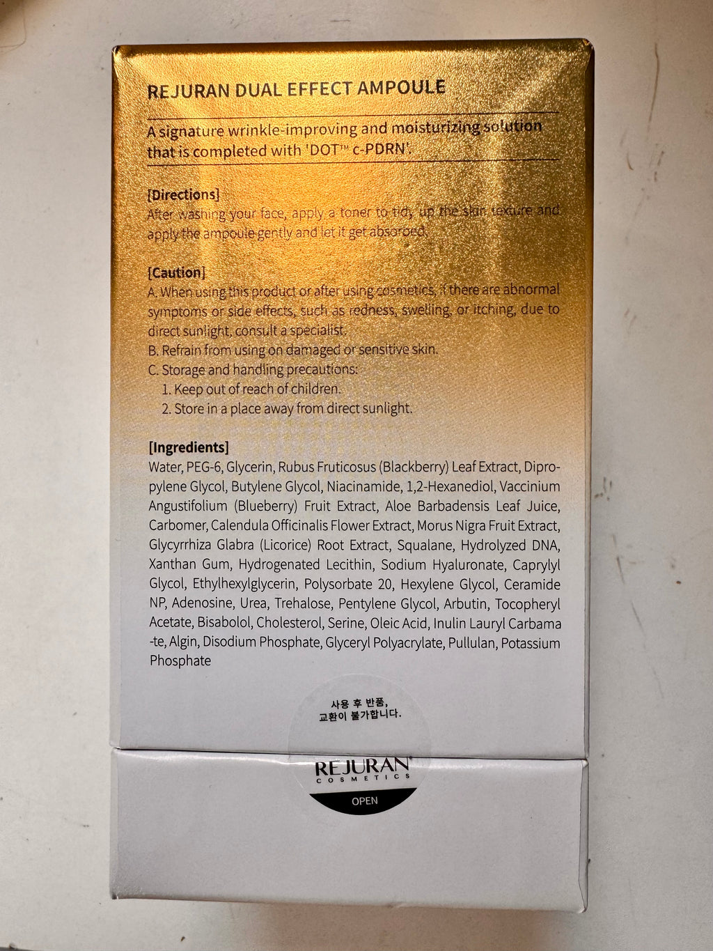 Rejuran PDRN ampoule with niacinamide and adenosine for wrinkle reduction