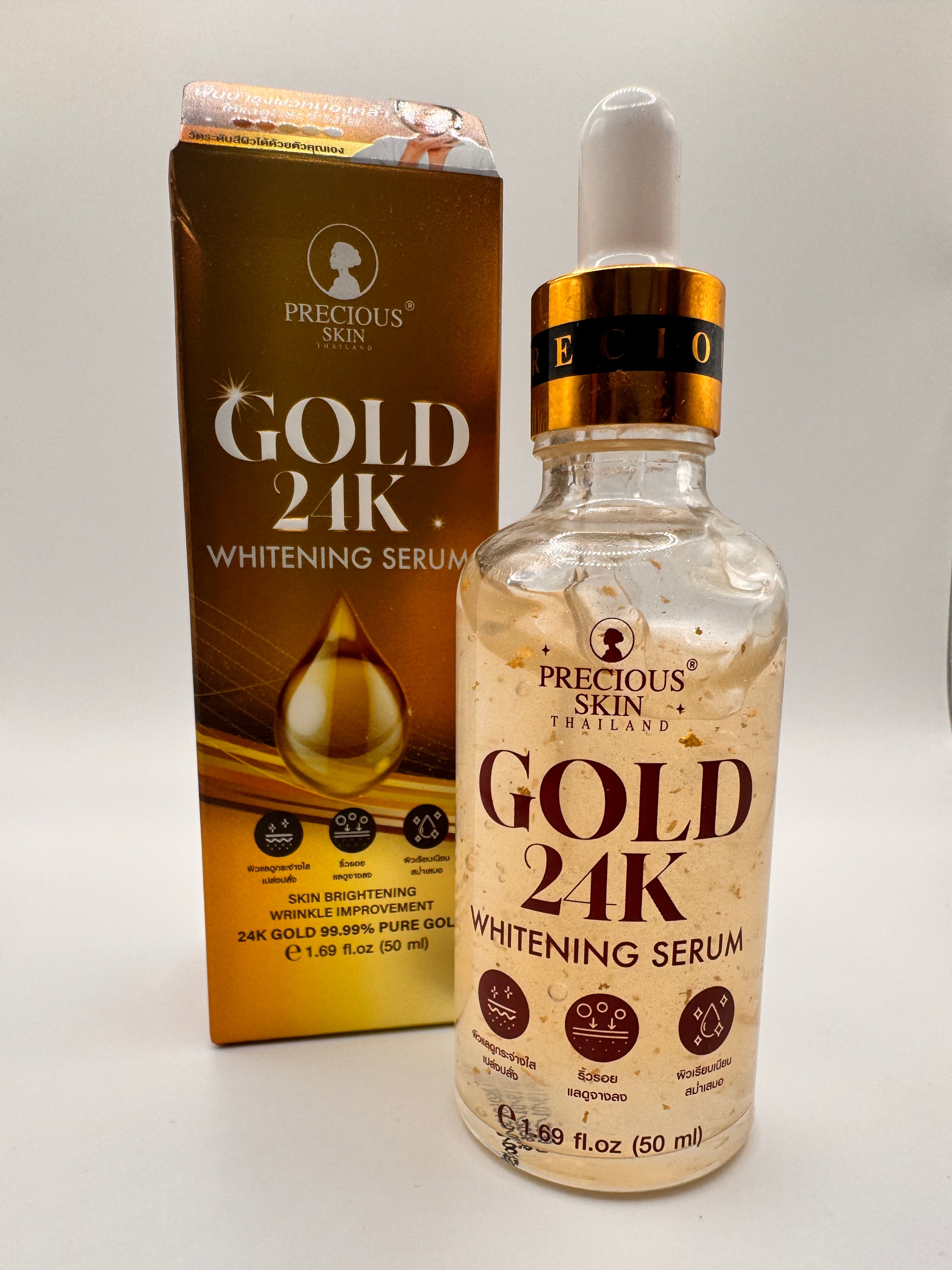"Precious Skin Gold 24K Serum - Thai luxury anti-aging serum with 24K gold, collagen, and niacinamide to lift, firm, and fade dark spots"
